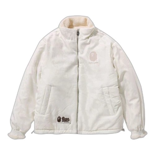 BAPE Tonal Solid Camo Sherpa Reversible Jacket 'Ivory'
