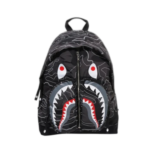 BAPE Layered Line Camo Shark Day Pack 'Black'