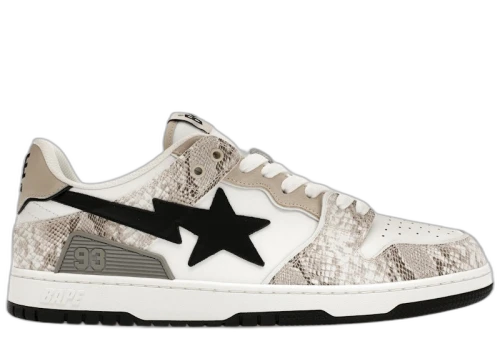 BAPE A Bathing Ape Sk8 Sta #1 Beige Snakeskin