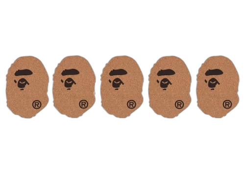 BAPE A Bathing Ape Ape Head Cork Coaster Set Beige