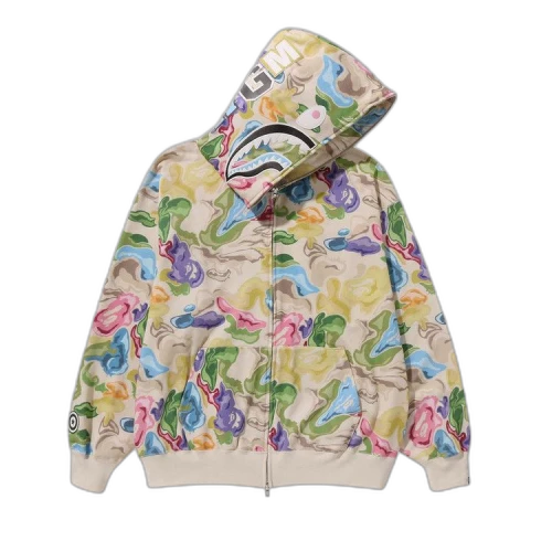 BAPE Art Camo Shark Full Zip Hoodie 'Multicolor'