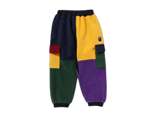 BAPE Kids Ape Head Color Block Fleece Pants Multicolor
