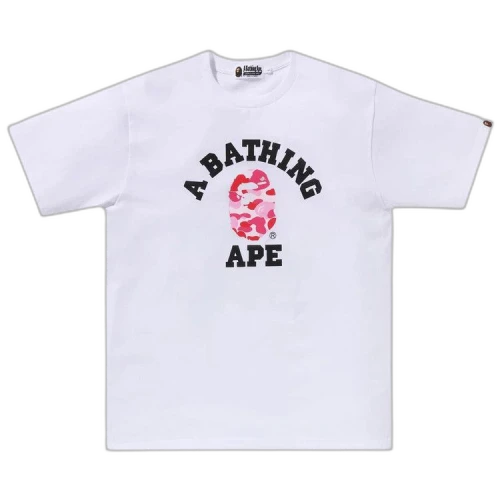 BAPE ABC Camo College Organic Tee 'White/Pink'