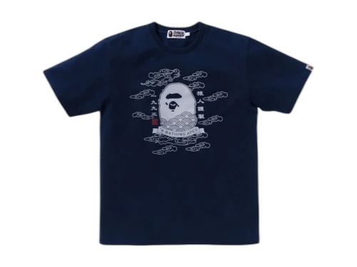 BAPE A Bathing Ape 31st Anniversary Ape Head Tee Indigo