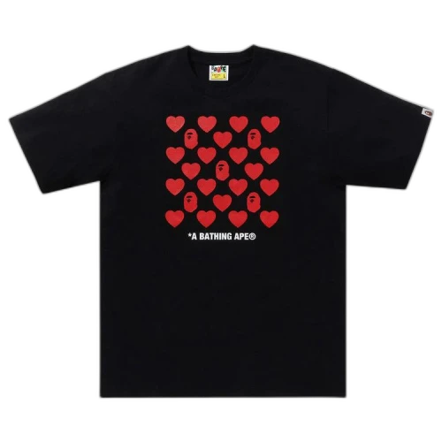 BAPE Heart Pattern Box Tee 'Black'