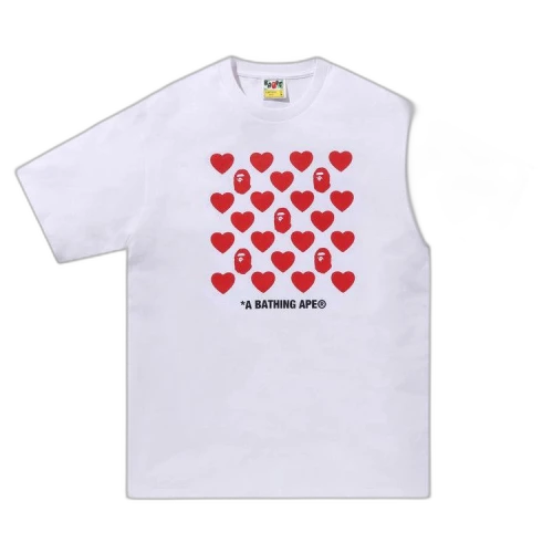 BAPE Heart Pattern Box Tee 'White'