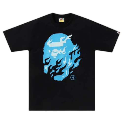 BAPE Flame Ape Head Tee 'Black/Blue'