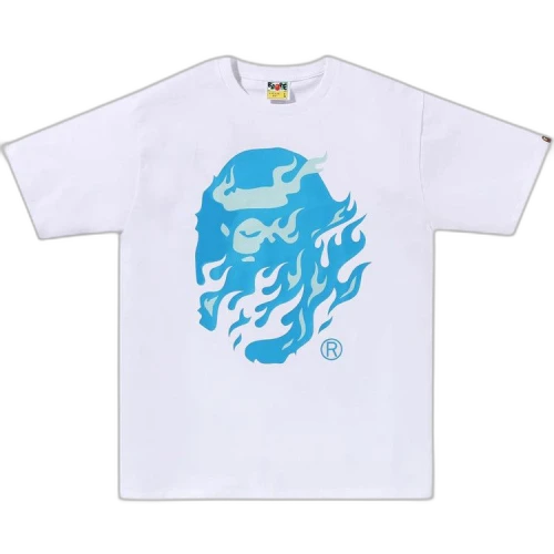 BAPE Flame Ape Head Tee 'White/Blue'
