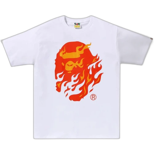 BAPE Flame Ape Head Tee 'White/Red'