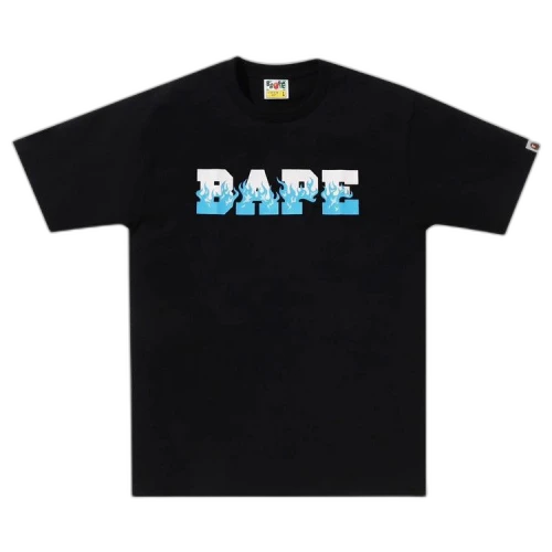 BAPE Flame Bape Logo Tee 'Black/Blue'