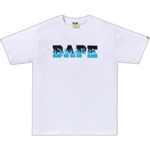 BAPE Flame Bape Logo Tee 'White/Blue'