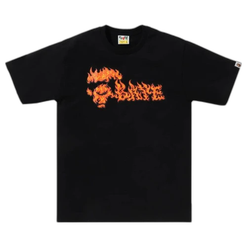 BAPE Flame Ape Face Tee 'Black/Red'