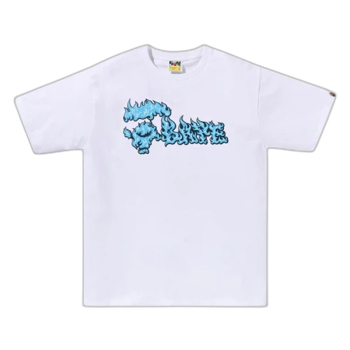 BAPE Flame Ape Face Tee 'White/Blue'