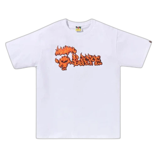 BAPE Flame Ape Face Tee 'White/Red'