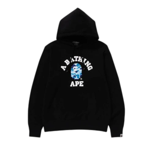 BAPE ABC Camo College Organic Pullover Hoodie 'Black/Blue'