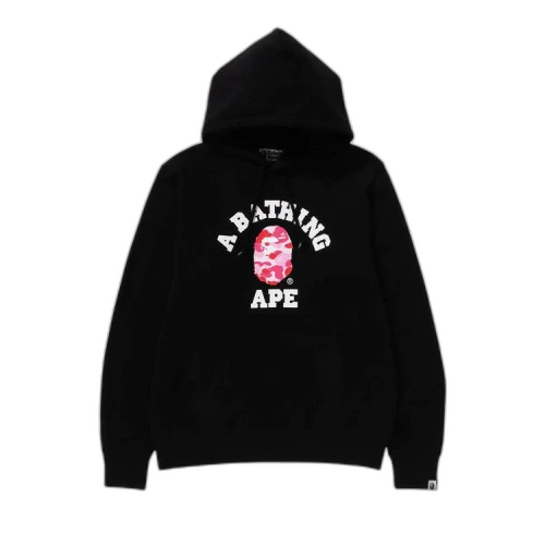 BAPE ABC Camo College Organic Pullover Hoodie 'Black/Pink'