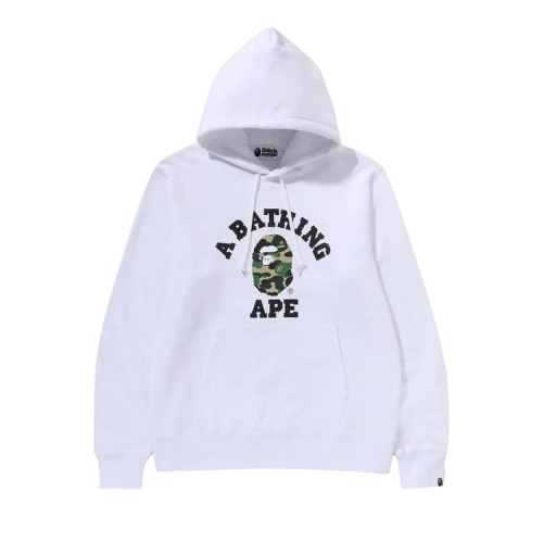 BAPE ABC Camo College Organic Pullover Hoodie 'White/Green'