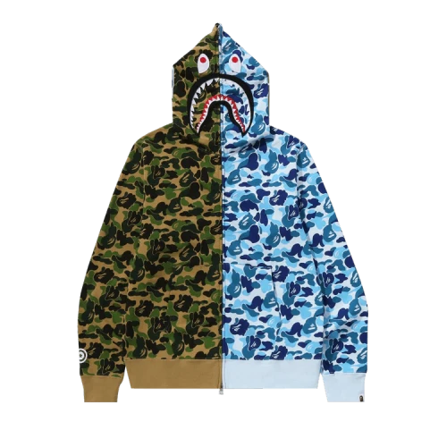 BAPE ABC Camo Crazy Shark Full Zip Hoodie 'Green/Black'