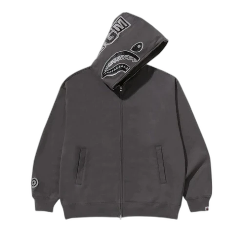 BAPE Hand Drawn Face Relaxed Fit Shark Full Zip Hoodie 'Grey'