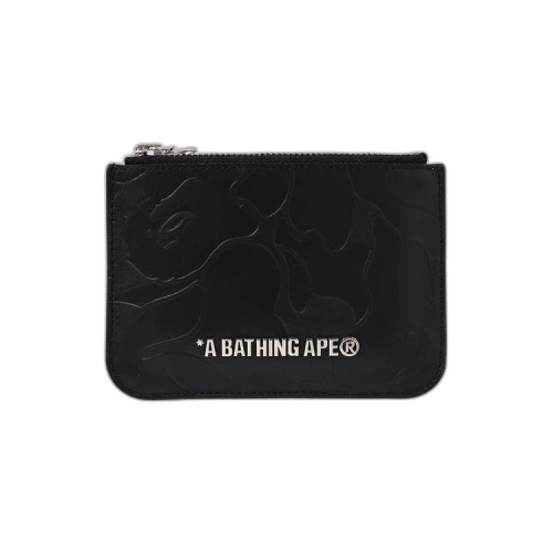 BAPE Solid Camo Leather Pouch Wallet 'Black'