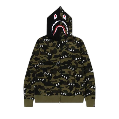 BAPE x God Selection XXX Shark Full Zip Hoodie 'Green'