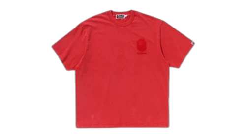 BAPE Ape Head One Point Acid Wash Relaxed Fit Tee Red