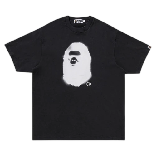 BAPE Spray Ape Head Garment Dyed Relaxed Fit Tee 'Black'
