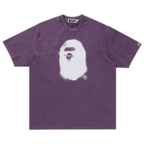 BAPE Spray Ape Head Garment Dyed Relaxed Fit Tee 'Purple'