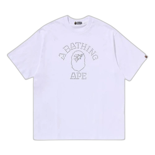 BAPE Rhinestone College Relaxed Fit Tee 'White'