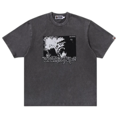 BAPE Mad Ape Graphic Acid Wash Relaxed Fit Tee 'Grey'