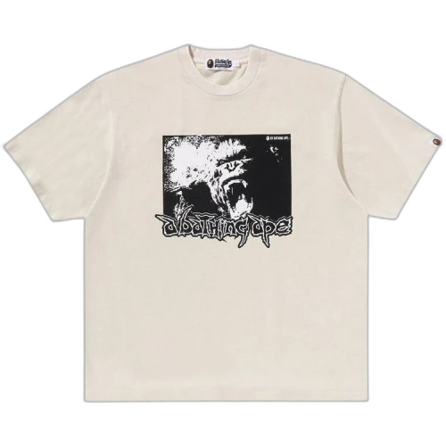 BAPE Mad Ape Graphic Acid Wash Relaxed Fit Tee 'Ivory'
