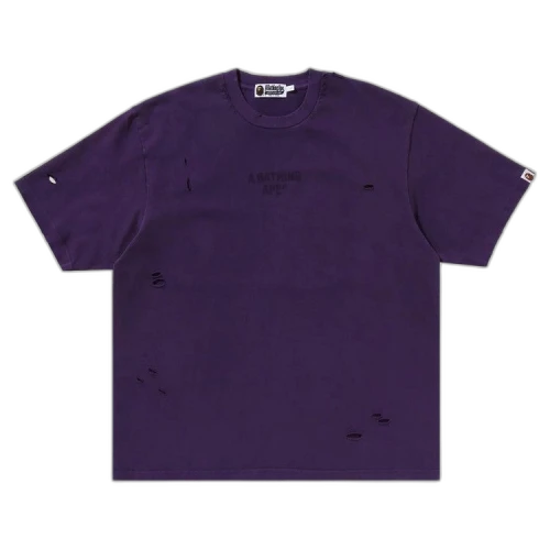 BAPE Damaged Garment Dyed Relaxed Fit Tee 'Purple'