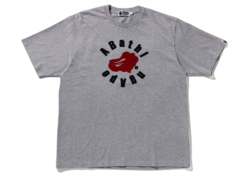 BAPE Circular Ape Head Relaxed Fit Tee Grey