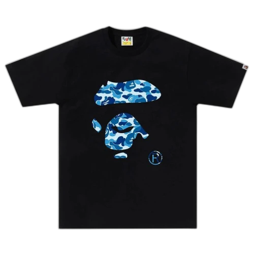 BAPE ABC Camo Ape Face Tee 'Black/Blue'