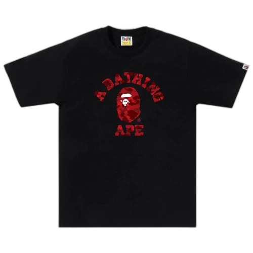 BAPE Color Camo College Tee 'Black/Red'