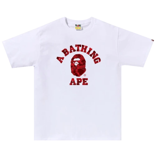 BAPE Color Camo College Tee 'White/Red'