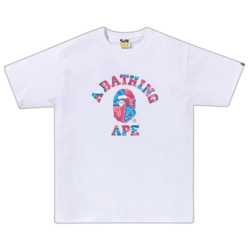 BAPE Liquid Camo College Tee 'White/Pink'