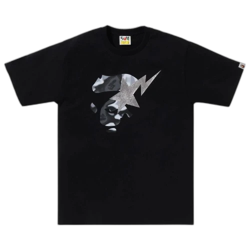 BAPE Liquid Camo Ape Face Sta Tee 'Black/Black'