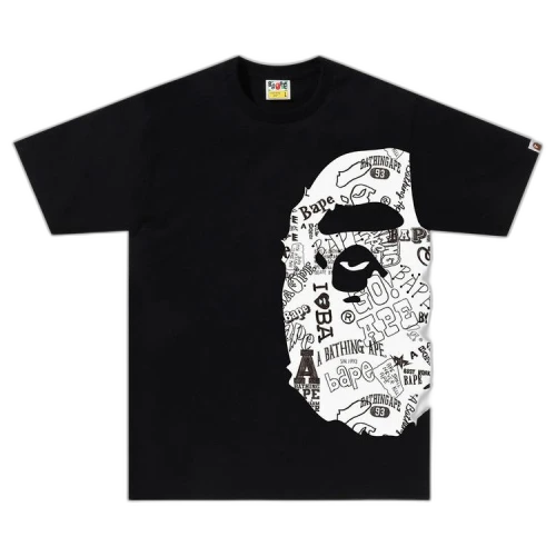 BAPE Hand Drawn Pattern Side Big Ape Head Tee 'Black/White'