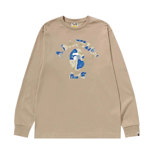 BAPE Liquid Camo College Long-Sleeve Tee 'Beige'