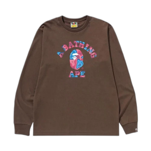 BAPE Liquid Camo College Long-Sleeve Tee 'Brown'