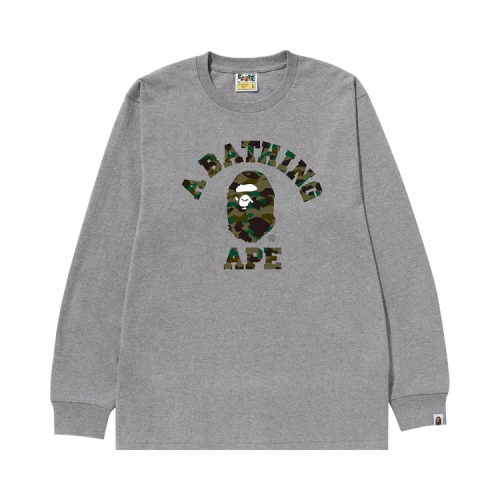 BAPE 1st Camo College Long-Sleeve Tee 'Grey/Green'