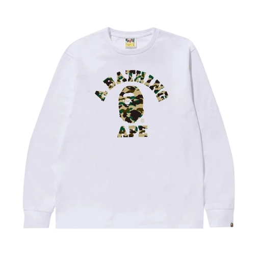 BAPE 1st Camo College Long-Sleeve Tee 'White/Yellow'