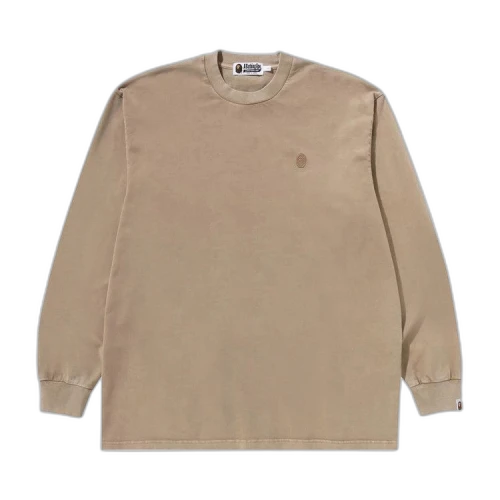 BAPE Ape Head One Point Garment Dyed Long-Sleeve Tee 'Beige'