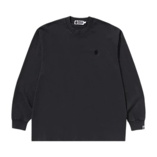 BAPE Ape Head One Point Garment Dyed Long-Sleeve Tee 'Black'