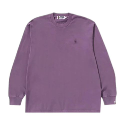 BAPE Ape Head One Point Garment Dyed Long-Sleeve Tee 'Purple'