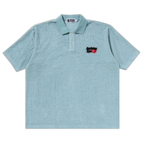 BAPE Line Camo Terry Towel Ape Head One Point Polo 'Sax'