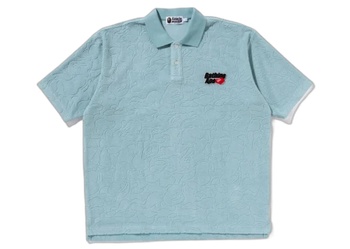 BAPE Line Camo Terry Towel Ape Head One Point Polo White