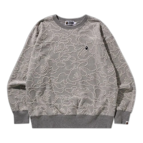 BAPE Neon Camo Jacquard Relaxed Fit Crewneck 'Grey'