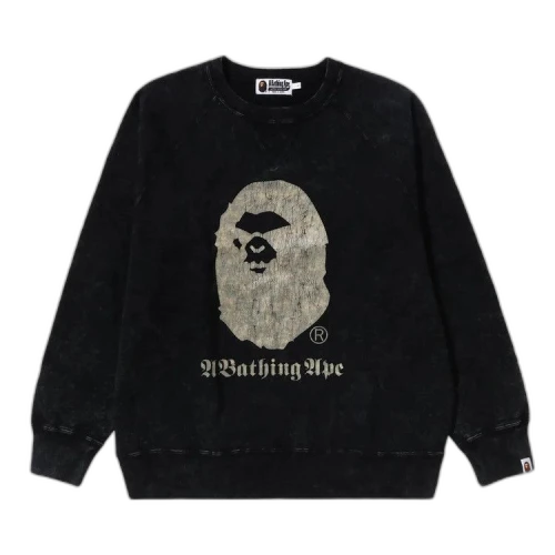 BAPE A Bathing Ape Overdye Relaxed Fit Crewneck 'Black'